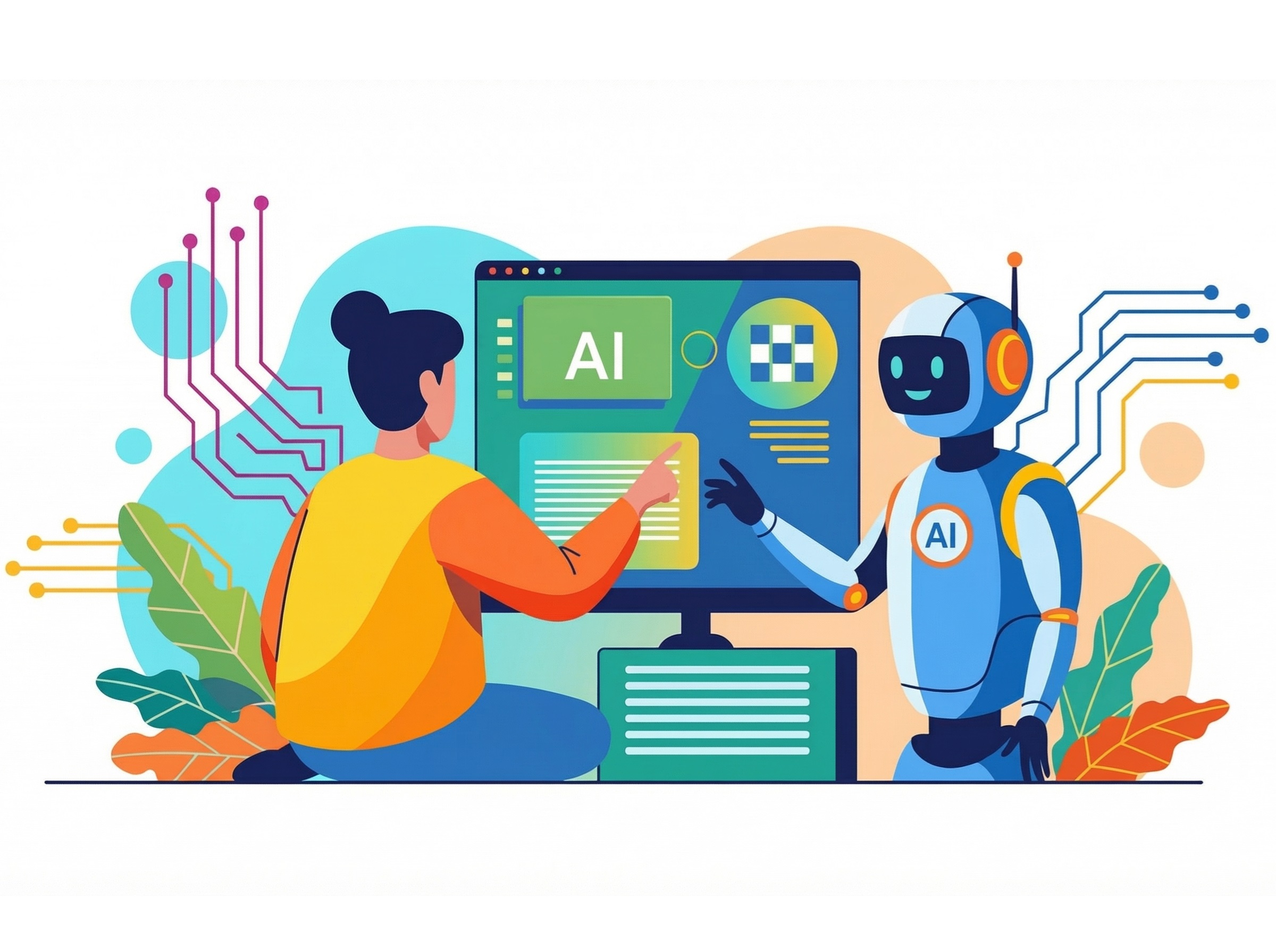 AI+人間のハイブリッド制作をイメージする絵