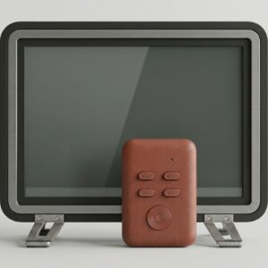 TVモニターと操作ボタン付きリモコンのイラスト