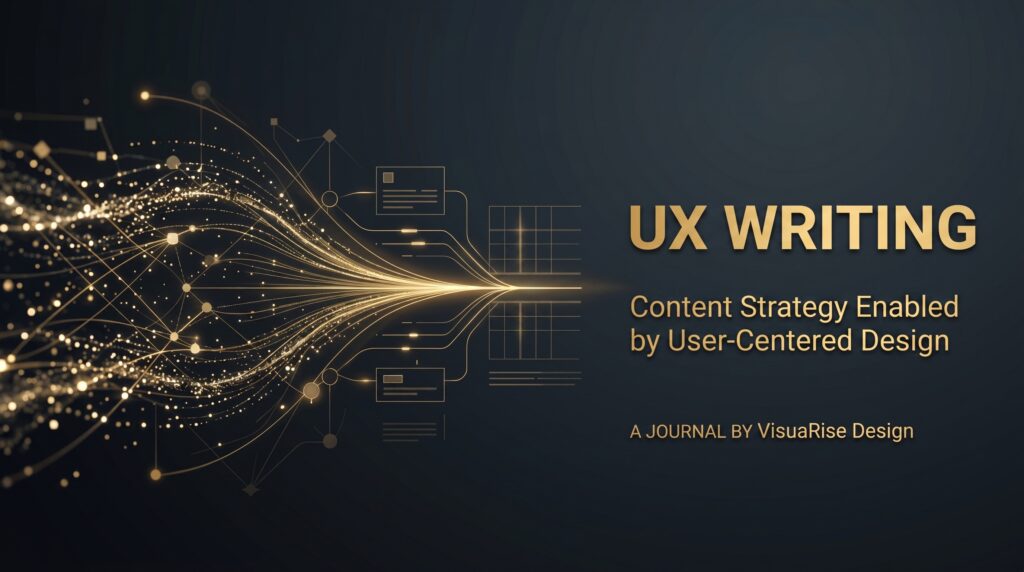 ゴールドの文字で「UX WRITING」と記された、黒背景の洗練されたデザイン誌の表紙画像。