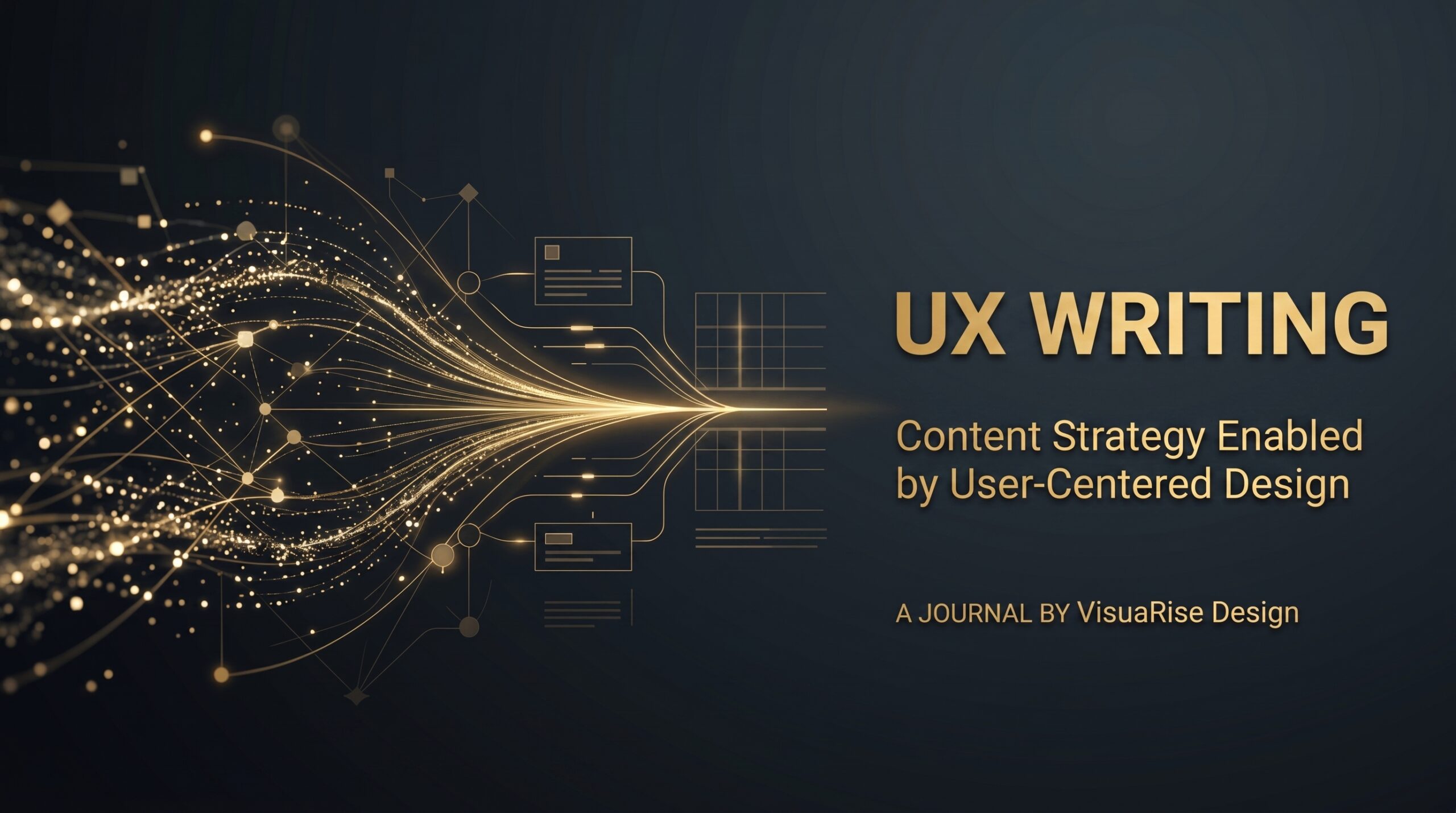 ゴールドの文字で「UX WRITING」と記された、黒背景の洗練されたデザイン誌の表紙画像。